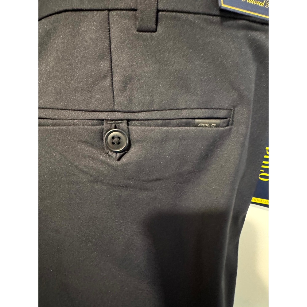 Polo Ralph Lauren Performance Tech Flat Front Pants Navy Blue Tailored 38x32 NEW - Picture 14 of 14